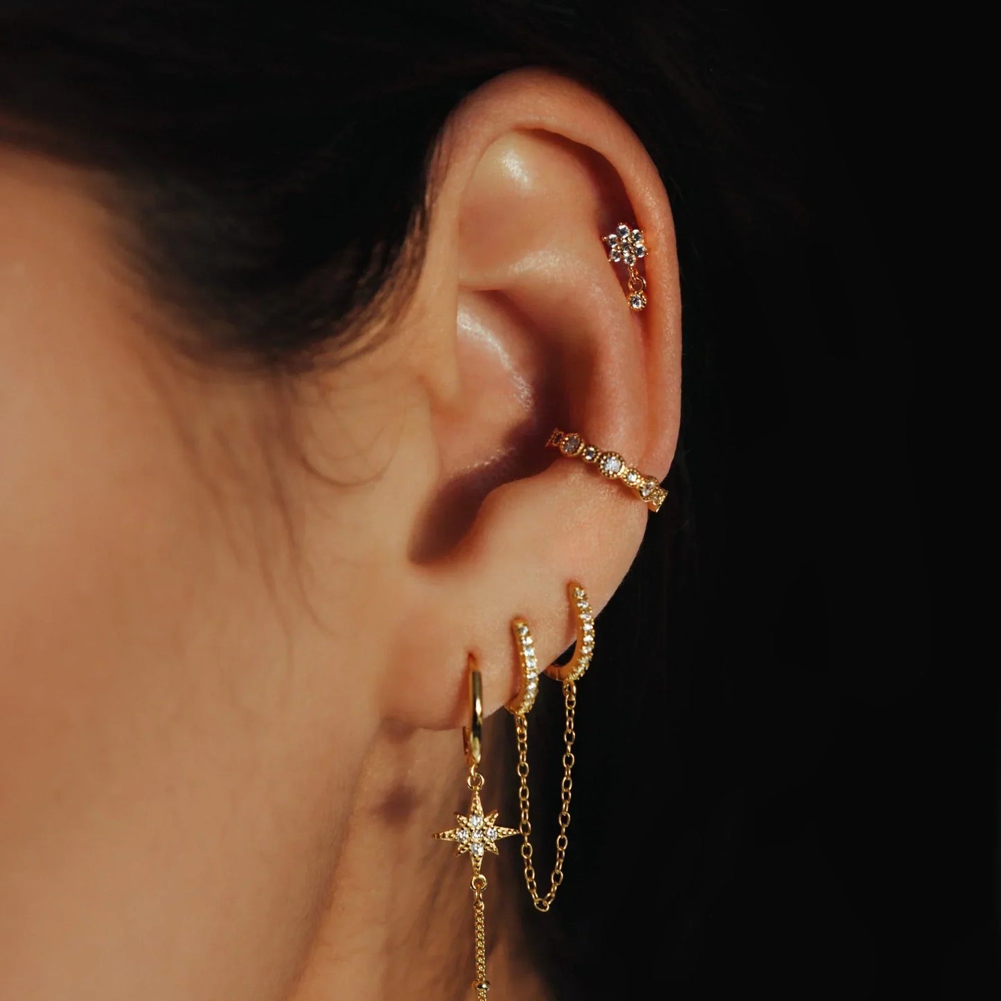 Roxanne Runde Rückseite Diamant Ohrstecker