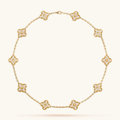 LUXUS KLEEBLATT HALSKETTE 10 MUSTER - GOLD
