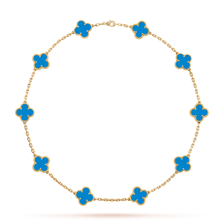 HALSKETTE KLEEBLATT 10 DESIGNS | BLAU