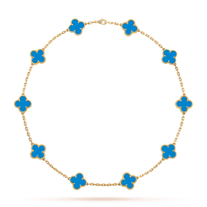 LUXURIÖSE KLEEBLATT-HALSKETTE 10 MUSTER - BLAU