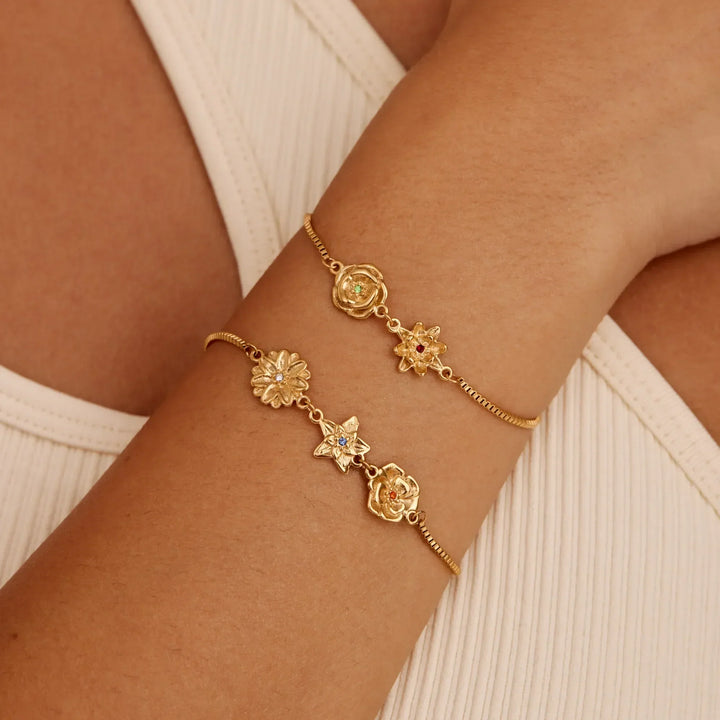 Personalisierbares Geburtsblumen Charm Armband