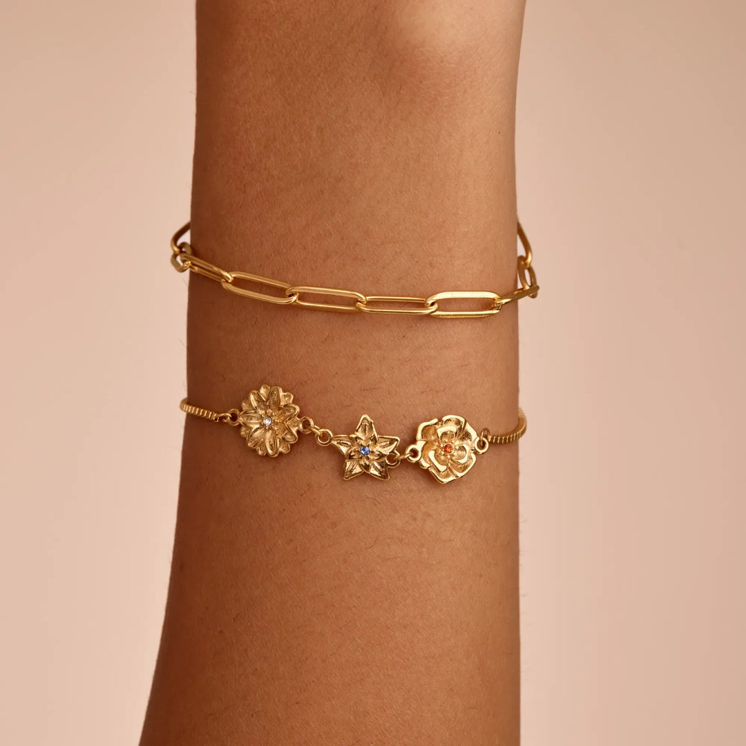 Personalisierbares Geburtsblumen Charm Armband