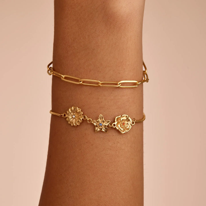 Personalisierbares Geburtsblumen Charm Armband