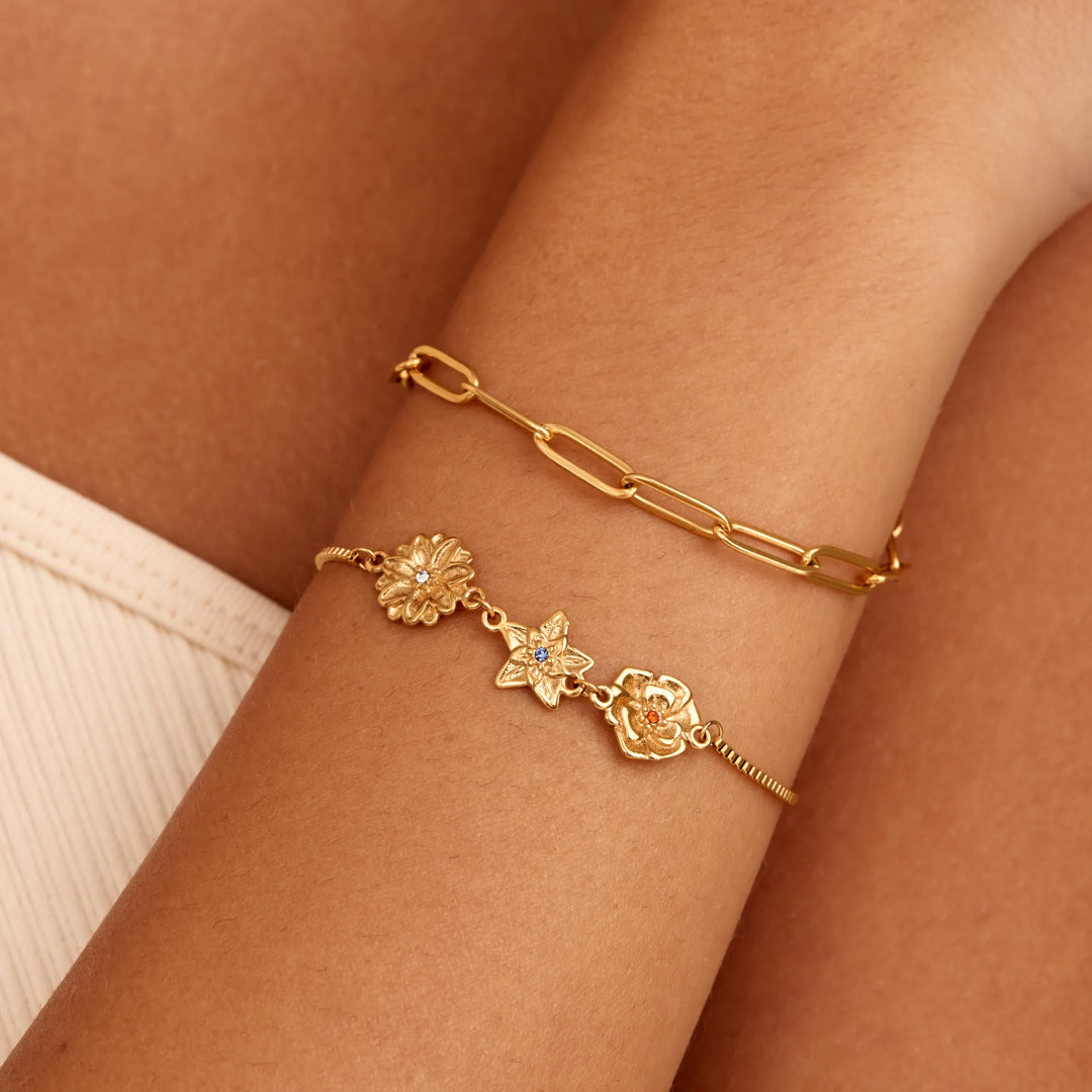 Personalisierbares Geburtsblumen Charm Armband