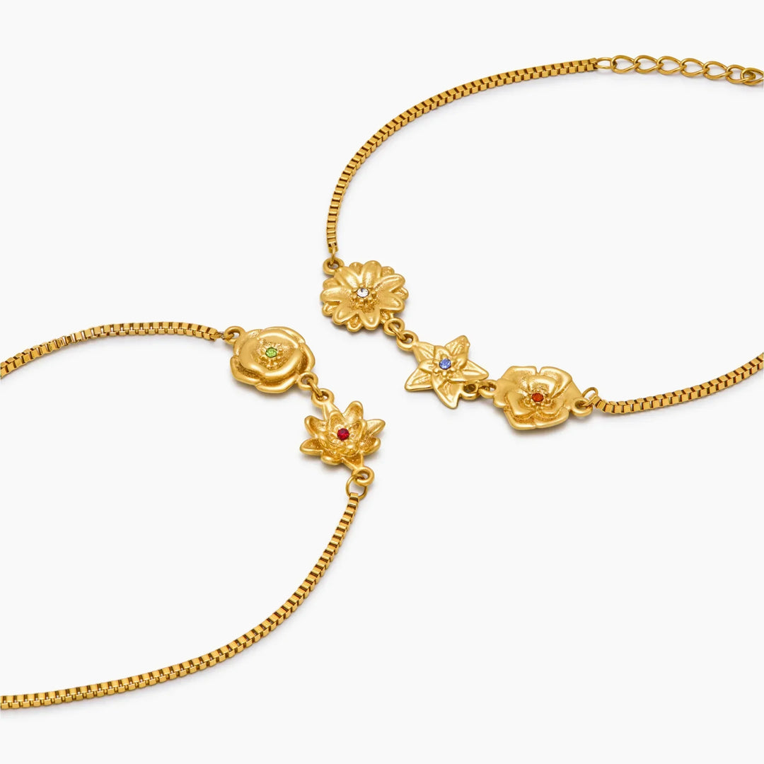 Personalisierbares Geburtsblumen Charm Armband