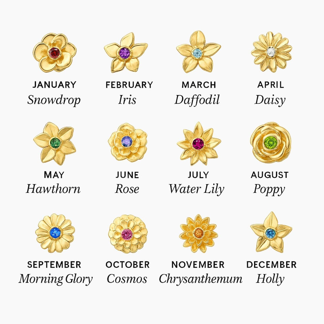 Personalisierbares Geburtsblumen Charm Armband