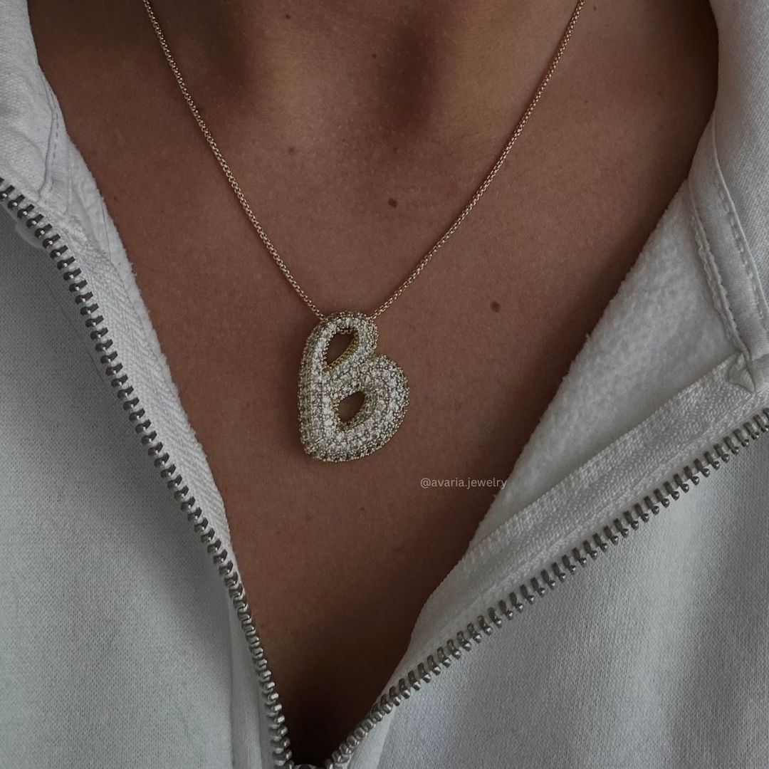 Bubbling Initialen Diamant Halskette