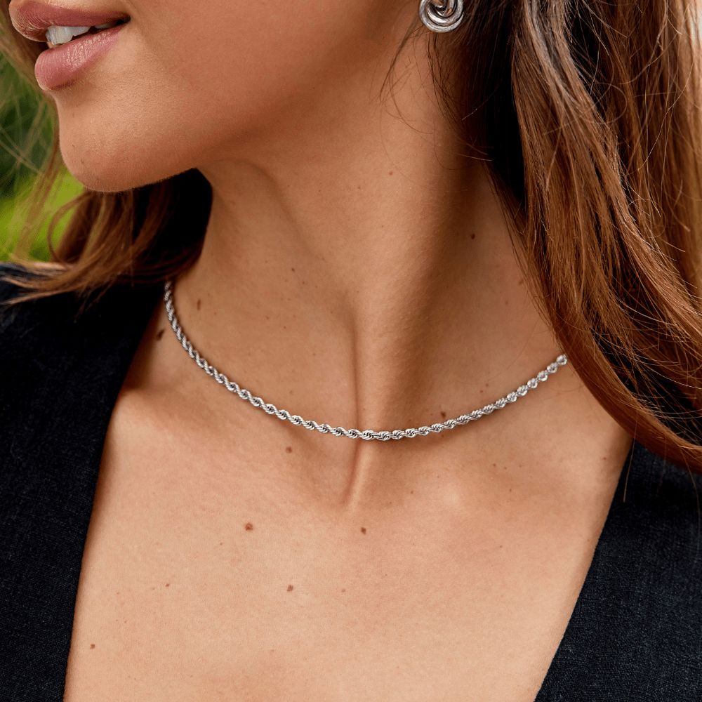 Calla Silber Gedrehte Kettenhalskette