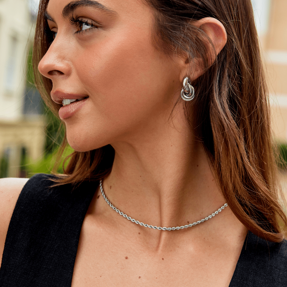 Calla Silber Gedrehte Kettenhalskette