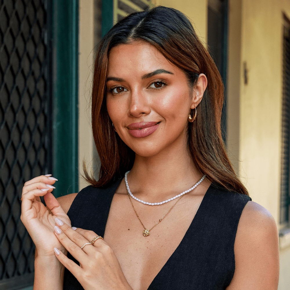 Goldene Rosen-Anhänger-Halskette