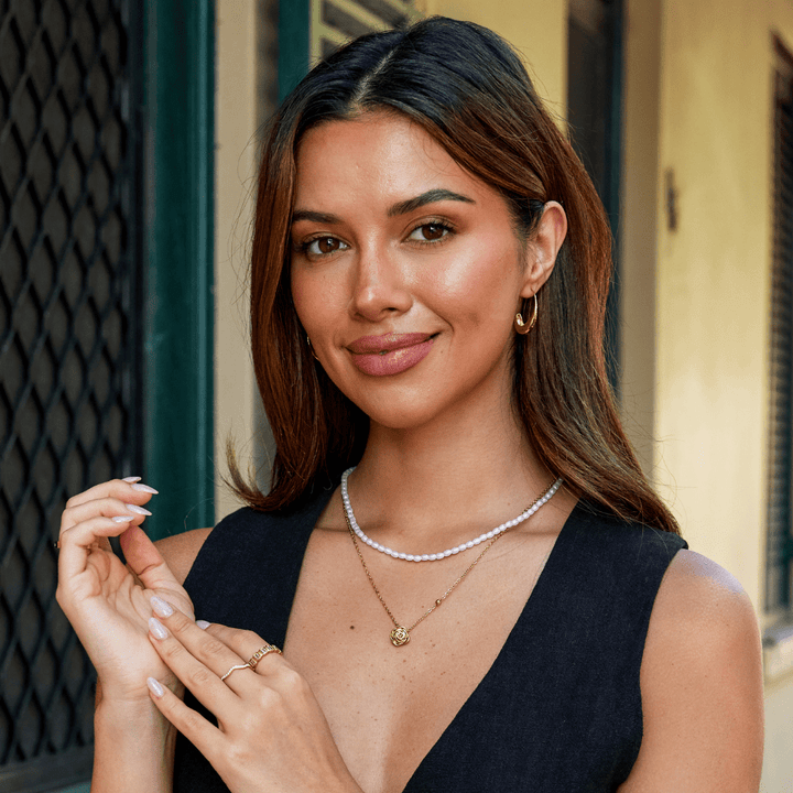 Goldene Rosen-Anhänger-Halskette