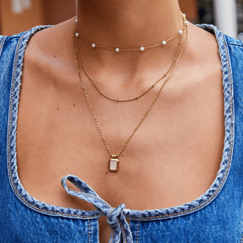 Valerie Schicht Weiß Anhänger Halskette